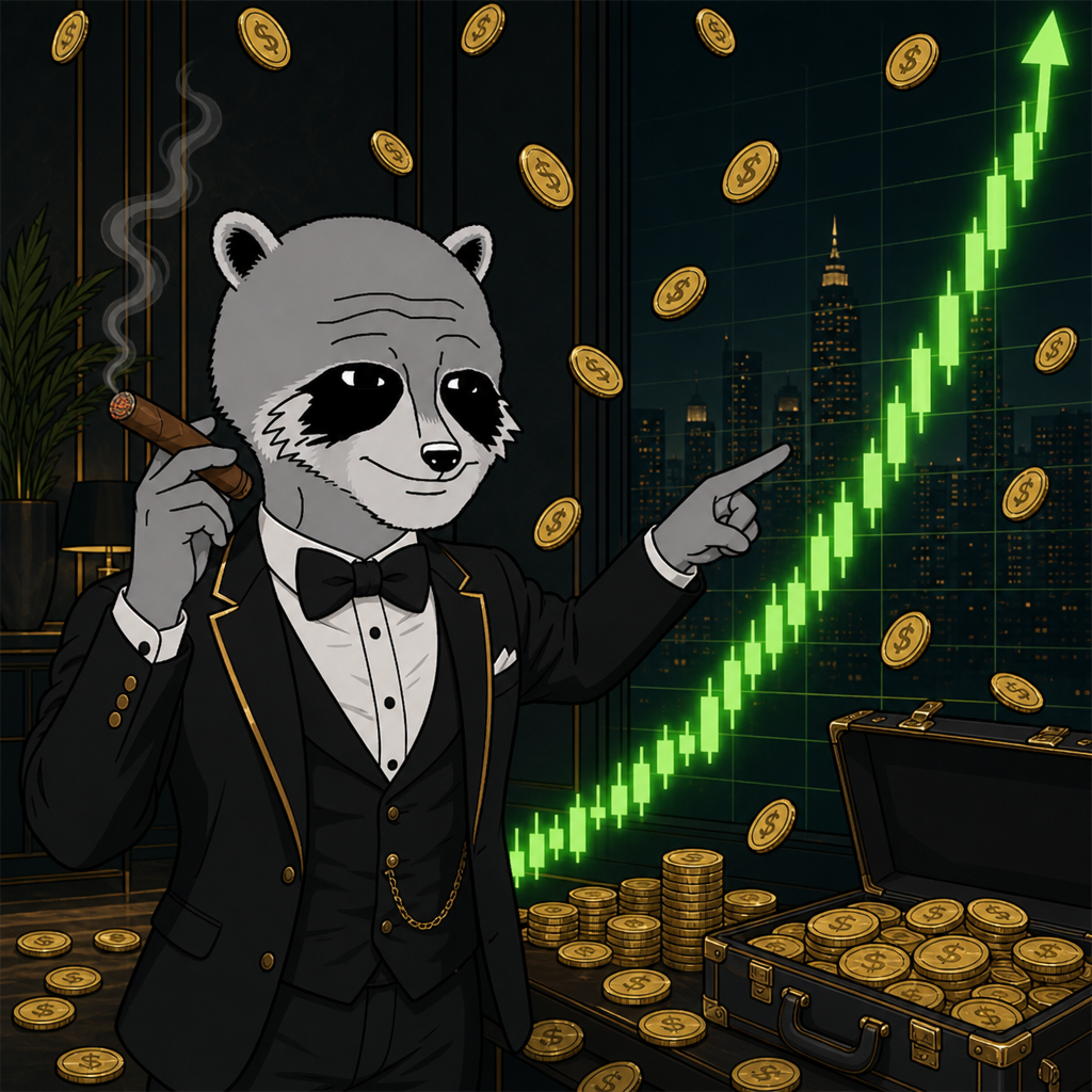 Jimothy pointing at a green candle chart